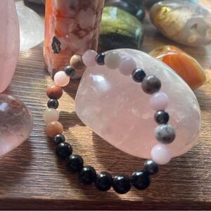 Anxiety, stress, protection crystal beads beaded bracelet stretch, rose quartz